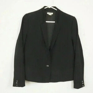 Helmut Lang Black Wool Single Button Closure Blazer Jacket Sz 10